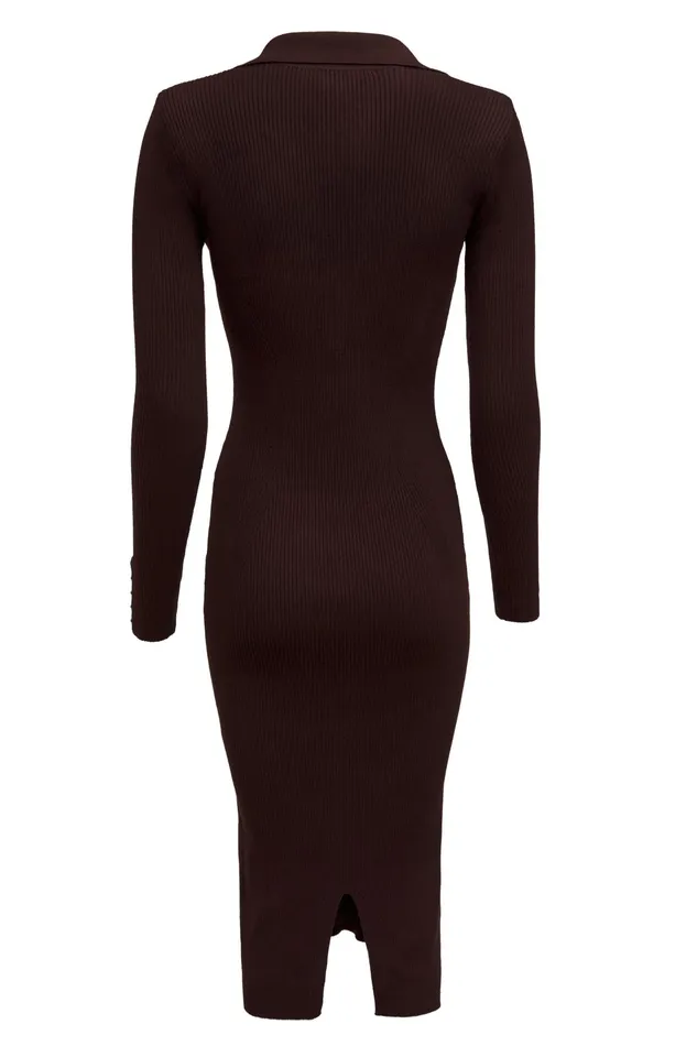 Holland Cooper Knitted Shirt Dress Chocolate Women Dresses Holland Cooper Knitted Shirt Dress Chocolate Women Dresses