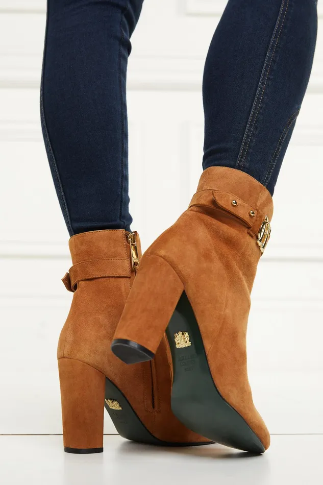 Holland Cooper Mayfair Suede Ankle Boot Tan Women Boots Holland Cooper Mayfair Suede Ankle Boot Tan Women Boots
