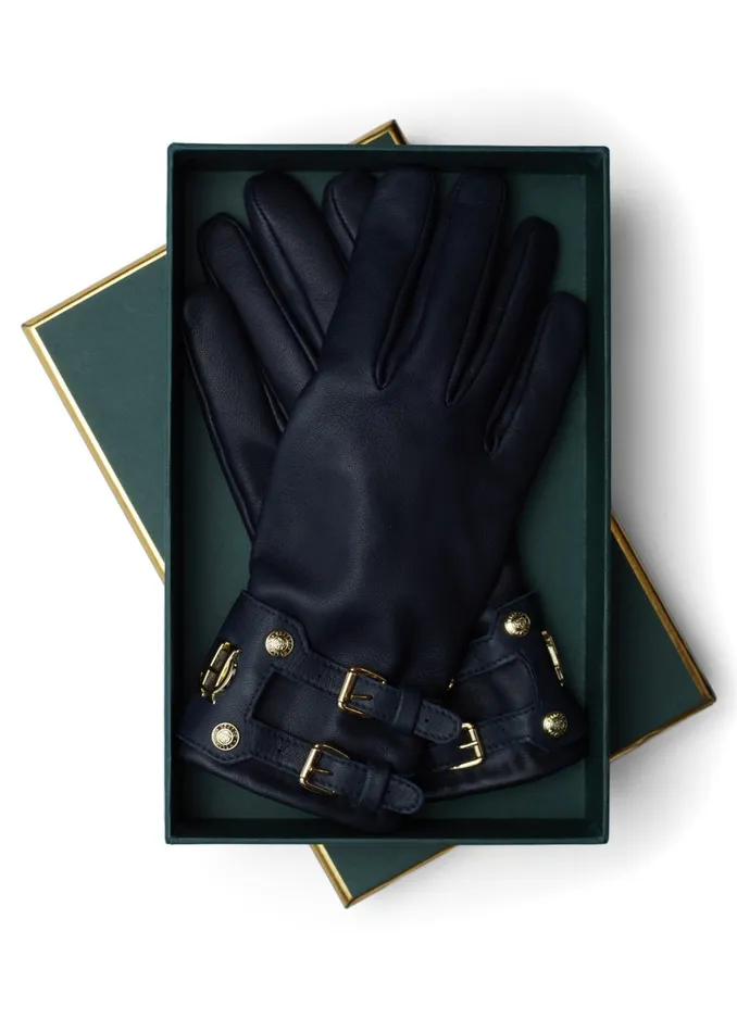 Holland Cooper Monogram Leather Gloves Ink Navy Women Gloves Holland Cooper Monogram Leather Gloves Ink Navy Women Gloves