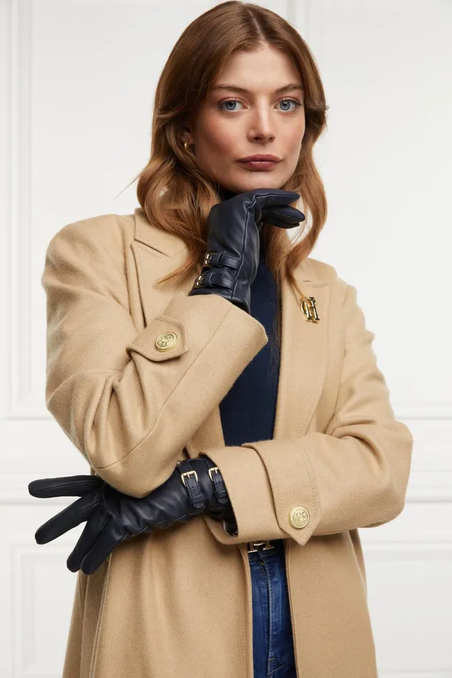 Holland Cooper Monogram Leather Gloves Ink Navy Women Gloves Holland Cooper Monogram Leather Gloves Ink Navy Women Gloves