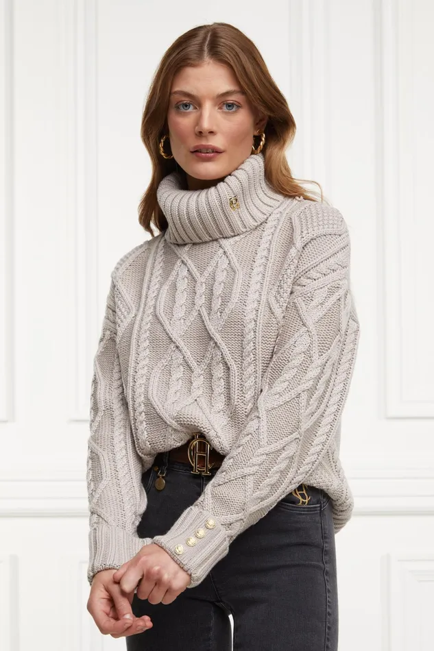 Holland Cooper Noveli Cable Knit Taupe Women Knitwear