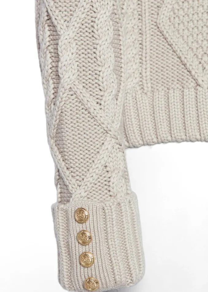 Holland Cooper Noveli Cable Knit Taupe Women Knitwear Holland Cooper Noveli Cable Knit Taupe Women Knitwear