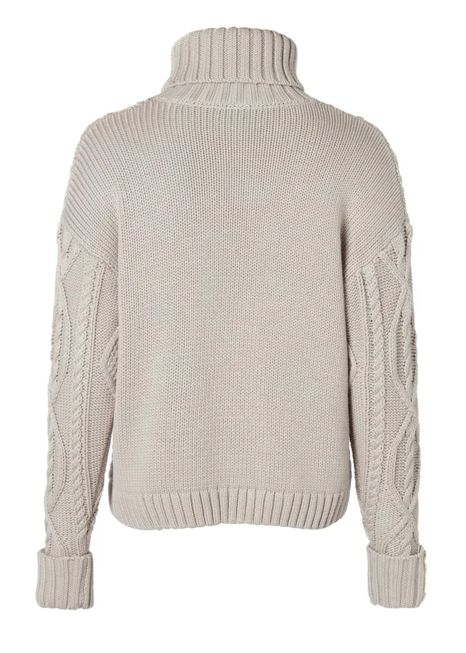 Holland Cooper Noveli Cable Knit Taupe Women Knitwear Holland Cooper Noveli Cable Knit Taupe Women Knitwear