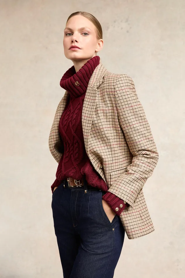Holland Cooper Noveli Cable Knit Wine Women Knitwear Holland Cooper Noveli Cable Knit Wine Women Knitwear