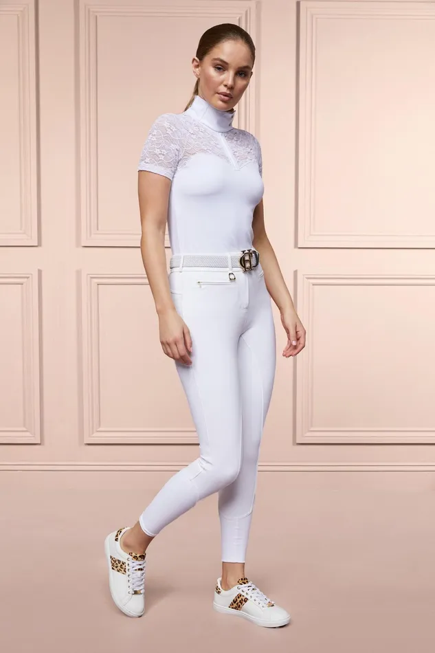 Holland Cooper Premium Competition Mid Rise Breeches White Women Breeches Holland Cooper Premium Competition Mid Rise Breeches White Women Breeches