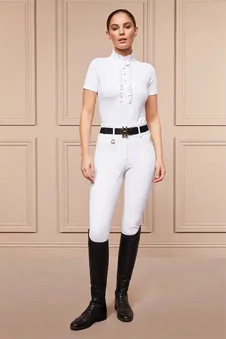Holland Cooper Premium Competition Mid Rise Breeches White Women Breeches Holland Cooper Premium Competition Mid Rise Breeches White Women Breeches