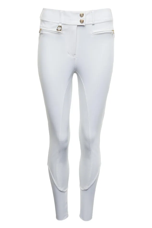 Holland Cooper Premium Competition Mid Rise Breeches White Women Breeches Holland Cooper Premium Competition Mid Rise Breeches White Women Breeches