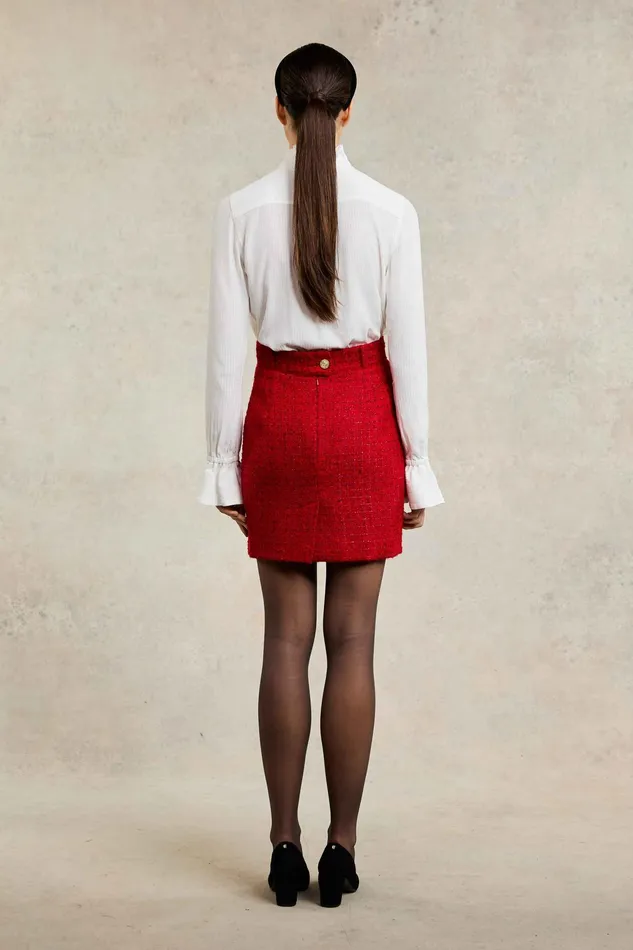 Holland Cooper Regency Skirt Red Boucle Women Tailoring Holland Cooper Regency Skirt Red Boucle Women Tailoring
