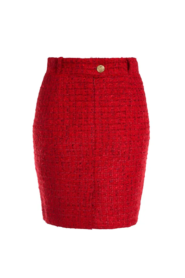 Holland Cooper Regency Skirt Red Boucle Women Tailoring Holland Cooper Regency Skirt Red Boucle Women Tailoring