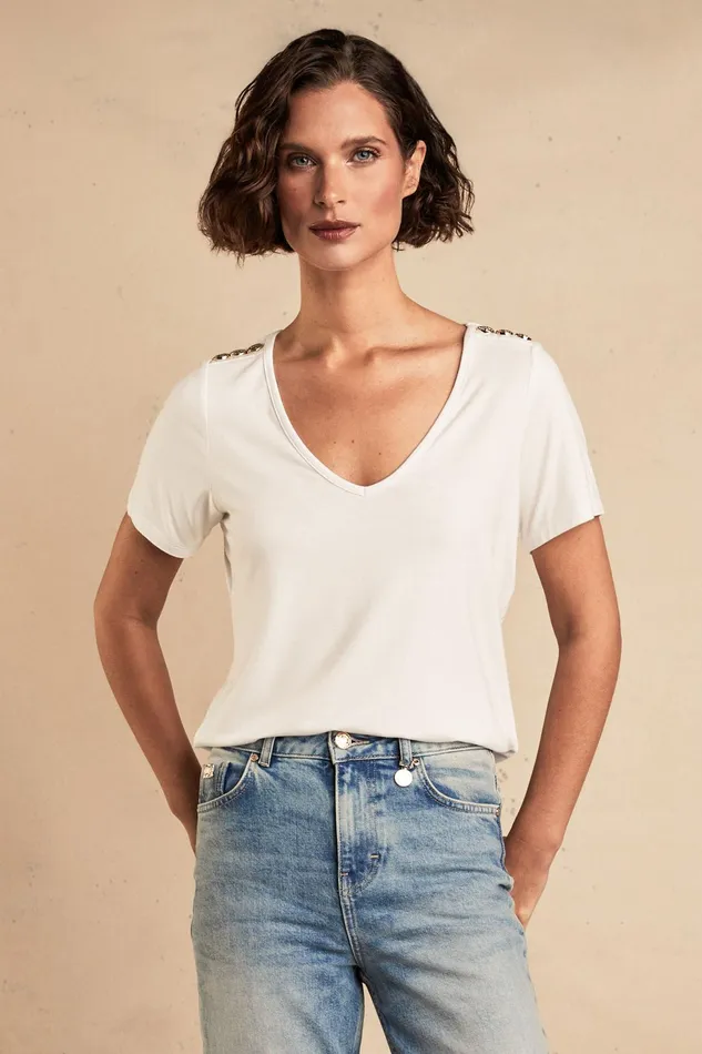 Holland Cooper Relax Fit VNeck Tee White Women Tees