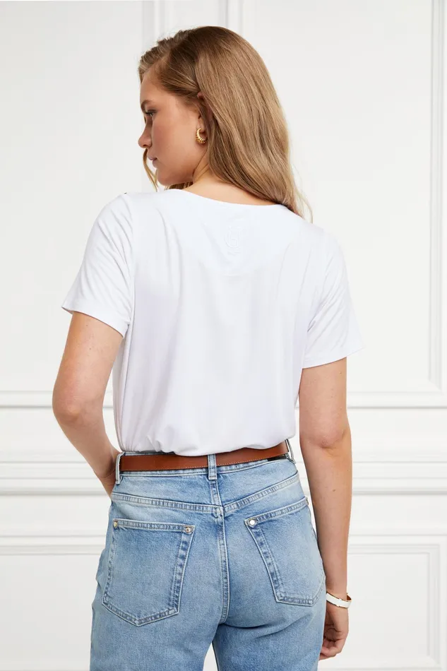 Holland Cooper Relax Fit VNeck Tee White Women Tees Holland Cooper Relax Fit VNeck Tee White Women Tees