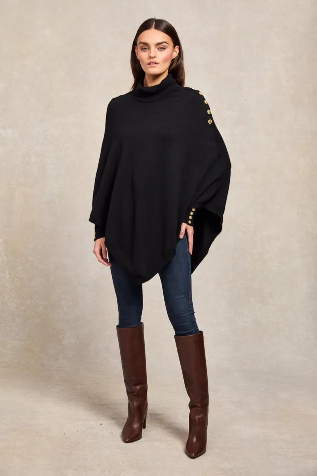 Holland Cooper Roll Neck Cape Black Women Capes Holland Cooper Roll Neck Cape Black Women Capes