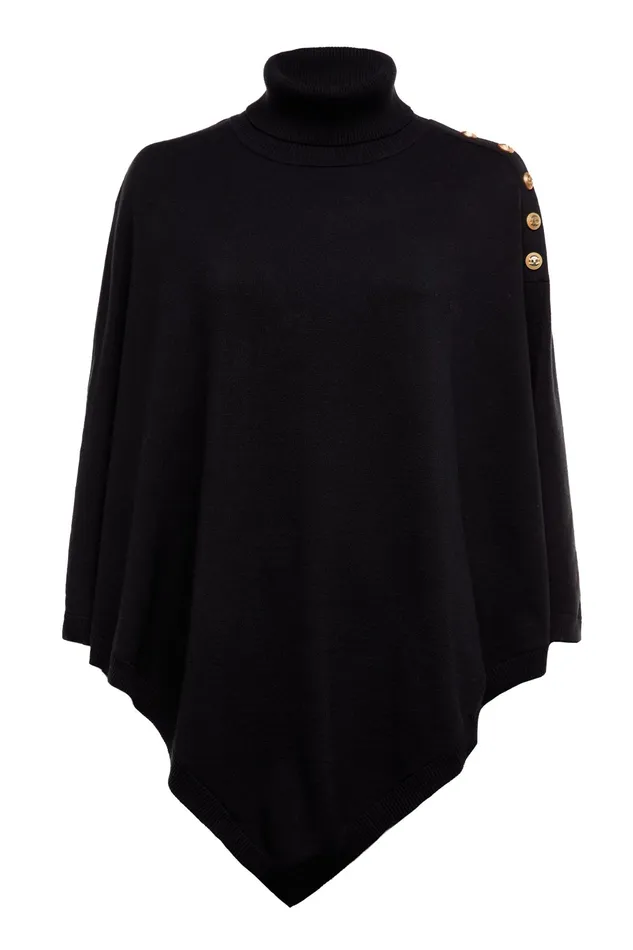 Holland Cooper Roll Neck Cape Black Women Capes Holland Cooper Roll Neck Cape Black Women Capes