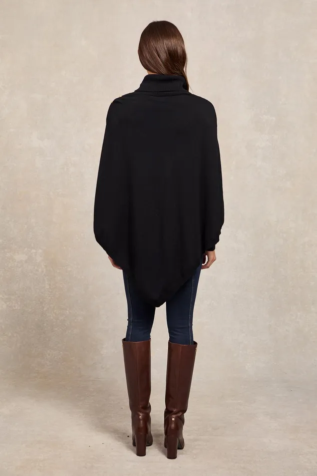 Holland Cooper Roll Neck Cape Black Women Capes Holland Cooper Roll Neck Cape Black Women Capes