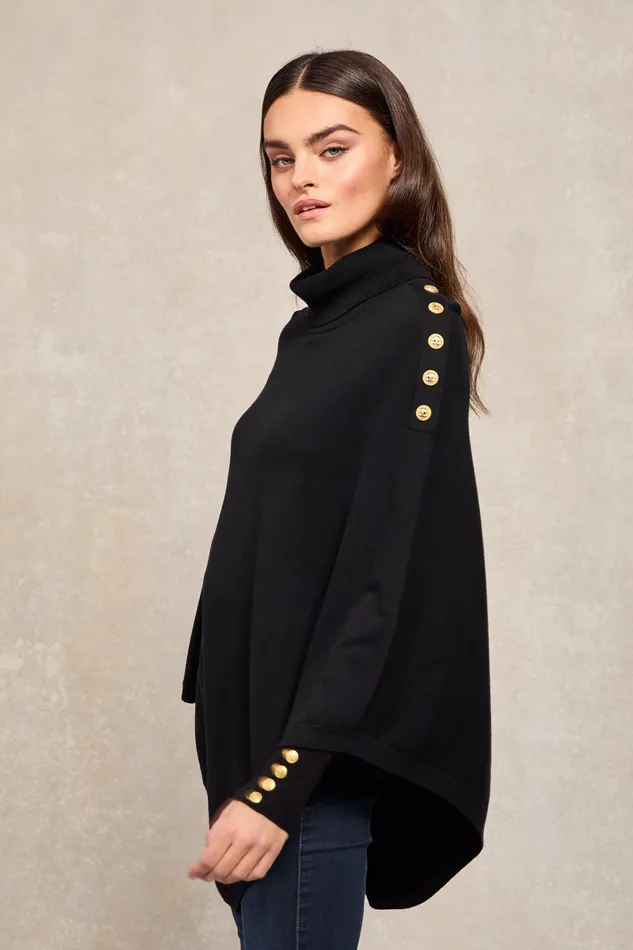 Holland Cooper Roll Neck Cape Black Women Capes Holland Cooper Roll Neck Cape Black Women Capes