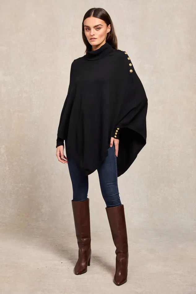 Holland Cooper Roll Neck Cape Black Women Capes Holland Cooper Roll Neck Cape Black Women Capes