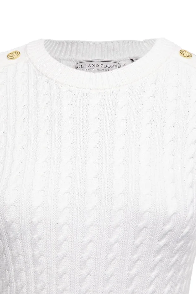 Holland Cooper Seattle Cable Crew Knit White Women Knitwear Holland Cooper Seattle Cable Crew Knit White Women Knitwear