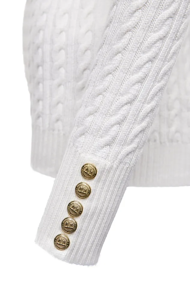 Holland Cooper Seattle Cable Crew Knit White Women Knitwear Holland Cooper Seattle Cable Crew Knit White Women Knitwear