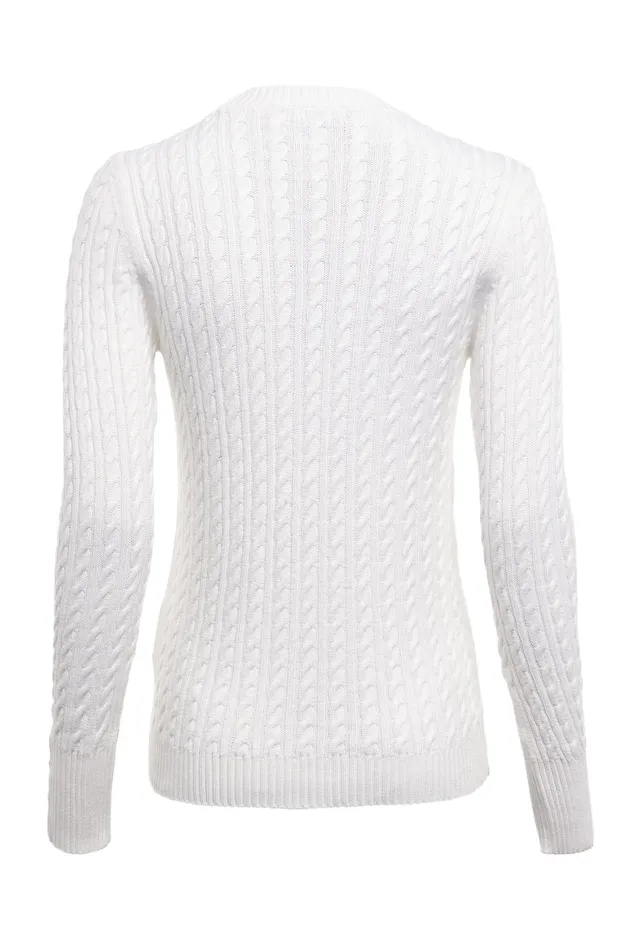 Holland Cooper Seattle Cable Crew Knit White Women Knitwear Holland Cooper Seattle Cable Crew Knit White Women Knitwear