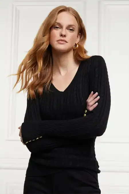 Holland Cooper Seattle VNeck Knit Black Women Knitwear Holland Cooper Seattle VNeck Knit Black Women Knitwear