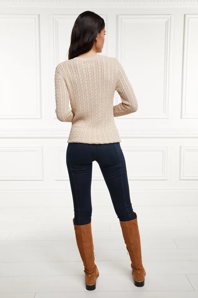 Holland Cooper Seattle VNeck Knit Oatmeal Women Knitwear Holland Cooper Seattle VNeck Knit Oatmeal Women Knitwear