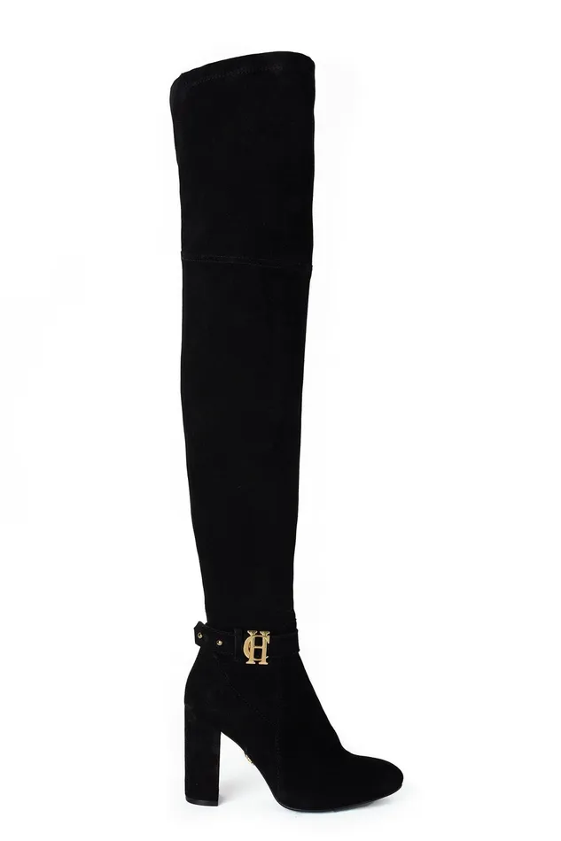 Holland Cooper Sloane Over The Knee Boot Black Women Boots