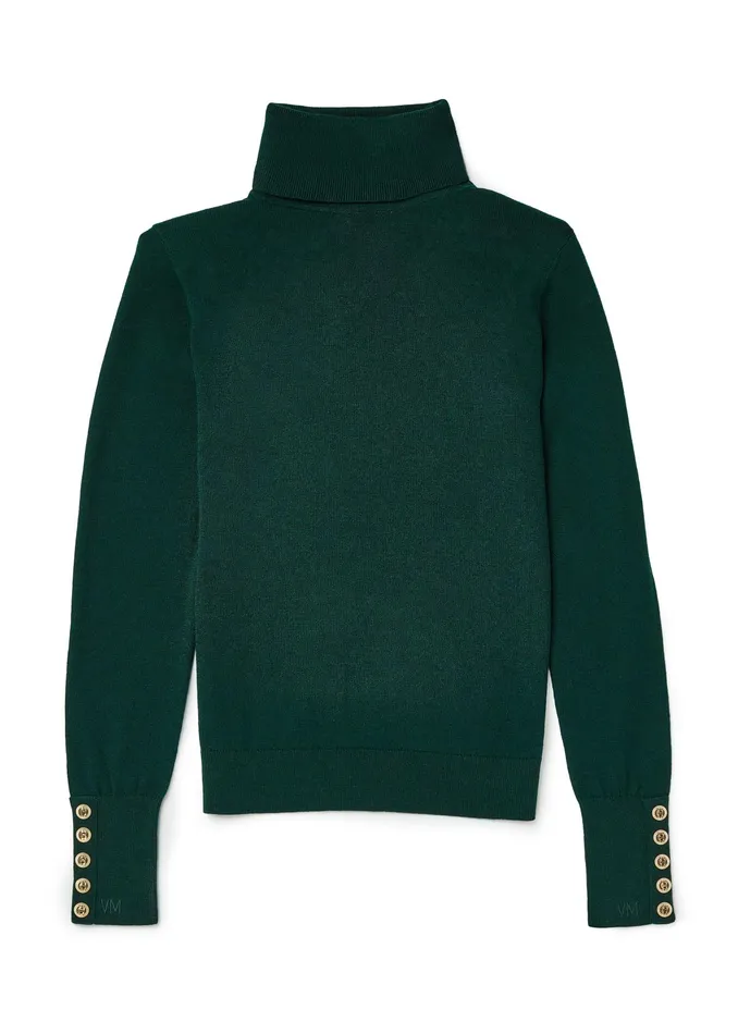 Holland Cooper Victoria Cashmere Roll Neck Emerald Women Knitwear Holland Cooper Victoria Cashmere Roll Neck Emerald Women Knitwear
