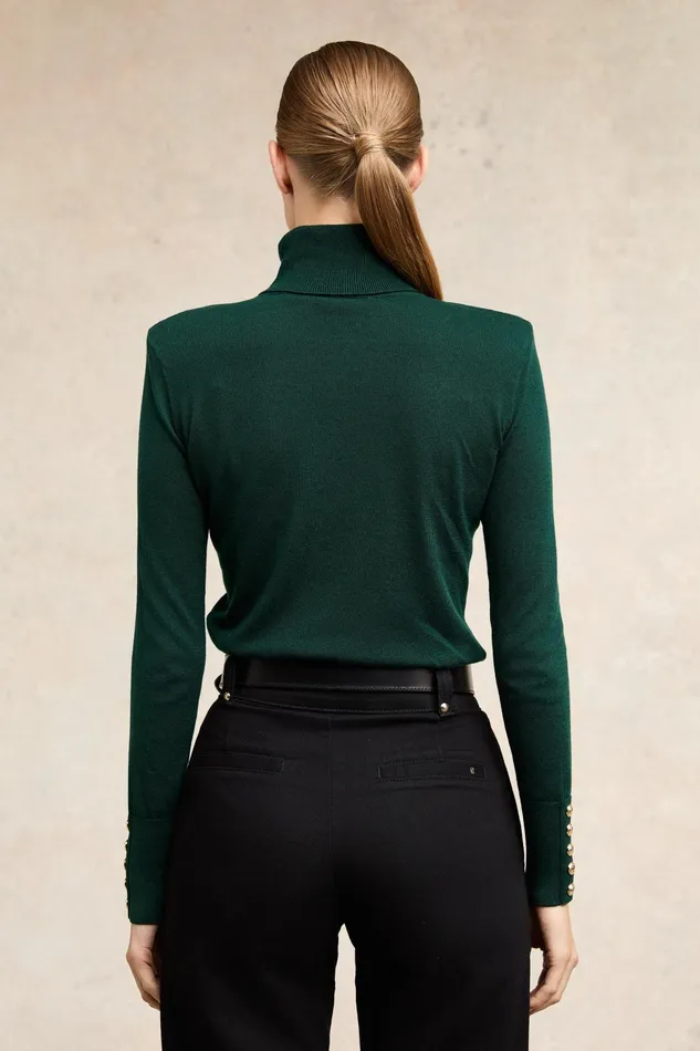 Holland Cooper Victoria Cashmere Roll Neck Emerald Women Knitwear Holland Cooper Victoria Cashmere Roll Neck Emerald Women Knitwear