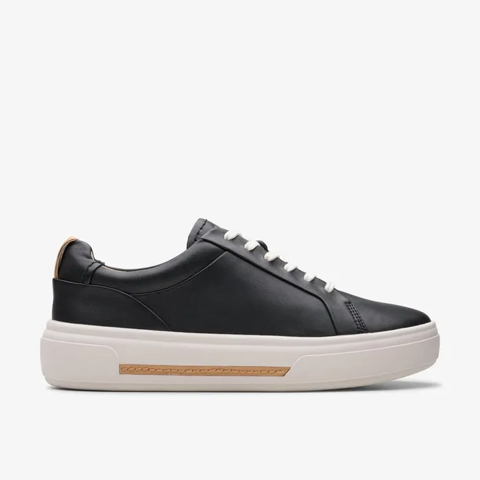 Hollyhock Walk Black Leather Women Clarks Sneakers