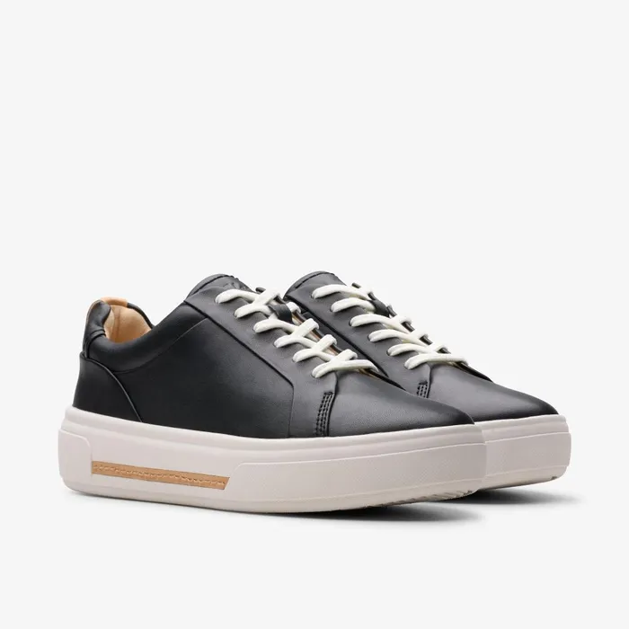 Hollyhock Walk Black Leather Women Clarks Sneakers