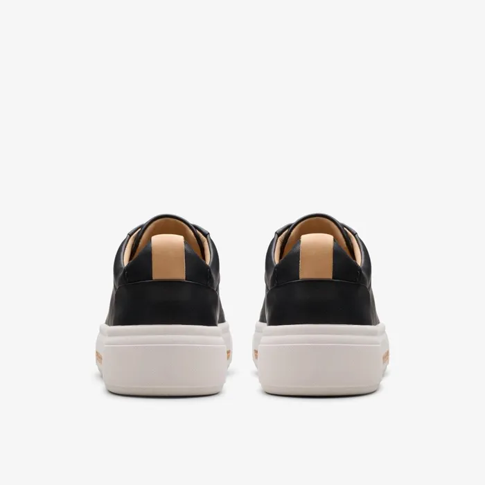 Hollyhock Walk Black Leather Women Clarks Sneakers