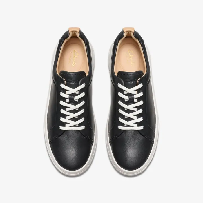 Hollyhock Walk Black Leather Women Clarks Sneakers