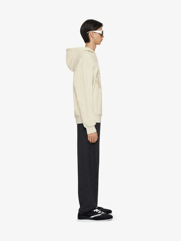 Hoodie In Fleece With Baroque Embroidery Clay Men Givenchy Sweatshirts and Hoodies