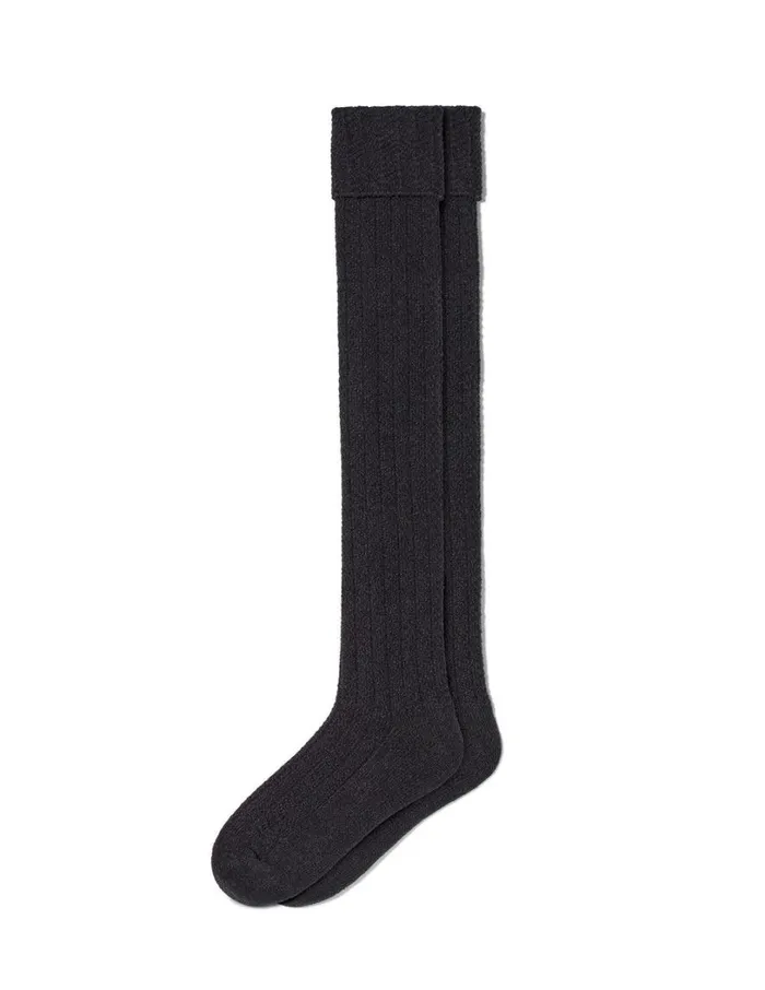 Hue Chevron Over The Knee Sock Black Women Cozy