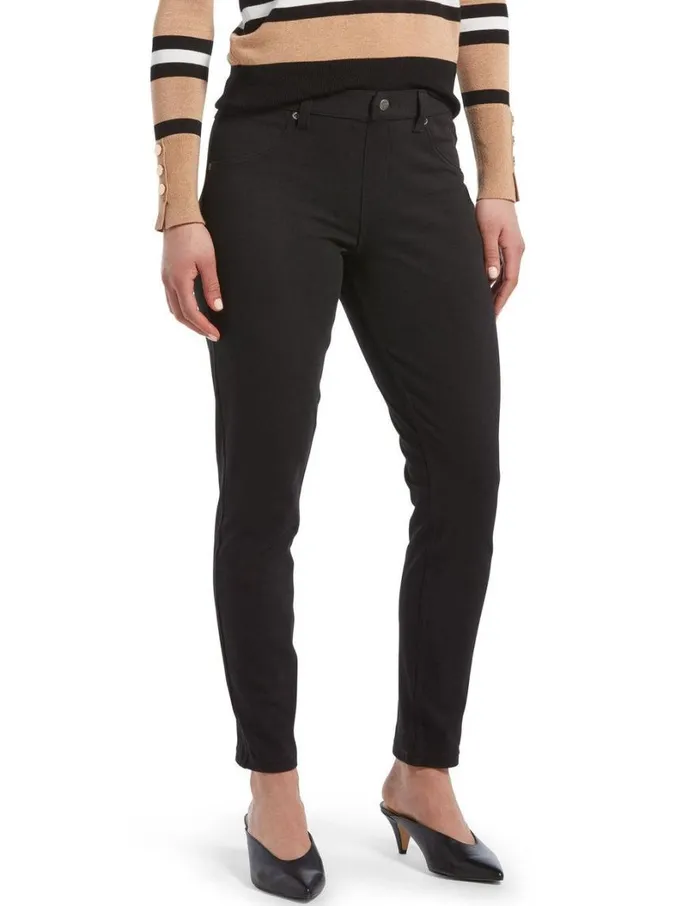 Hue Curvy High Waist Ultra Soft Denim Legging Black Women Skinny