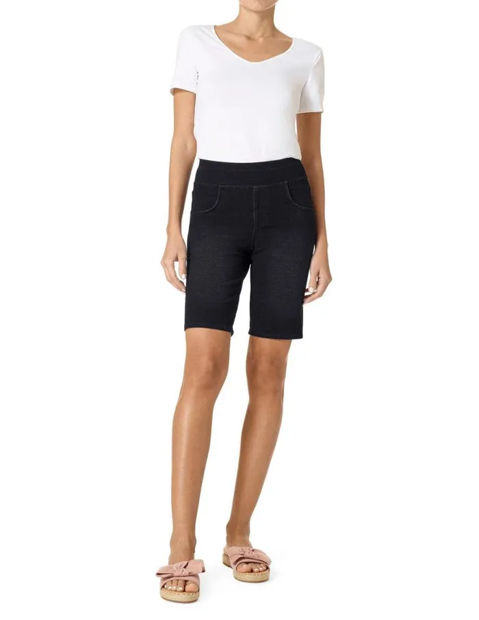 Hue Game Changing HiRise Bermuda Short Legging Black Women Shorts and Skirts