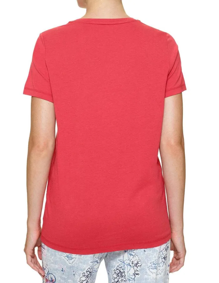 Hue Solid Short Sleeve Scoop Neck PJ Tee Cardinal Women Plus Size