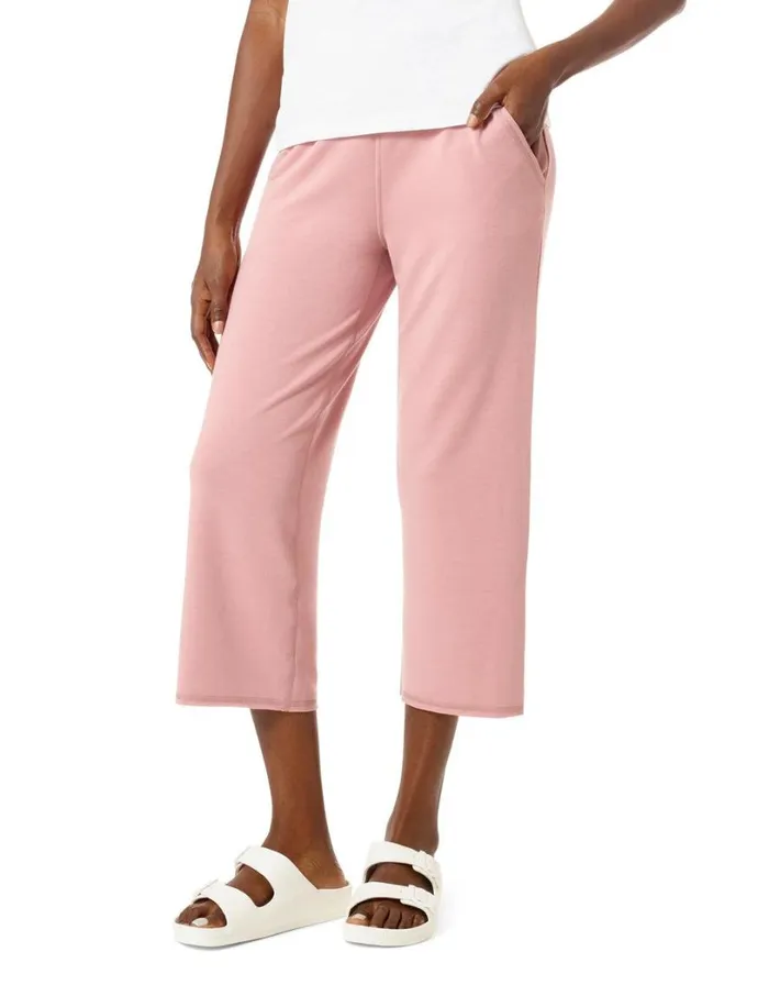 Hue The Curbside Cropped Wide Leg Legging Woodrose Women Knit