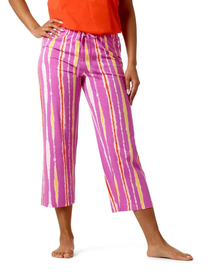 Hue Tie Dye Trail Stripe PJ Capri Rosebud Women Bottoms