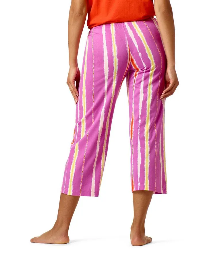 Hue Tie Dye Trail Stripe PJ Capri Rosebud Women Bottoms