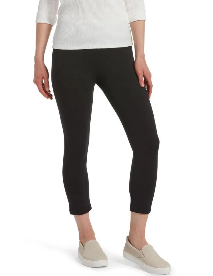 Hue Ultra Capri With Wide Waistband Black Women Cotton