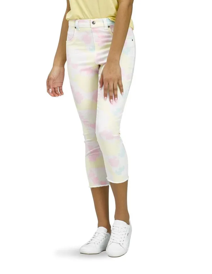 Hue Vapor Tie Dye Denim High Rise Capri Multi Tie Dye Women Denim