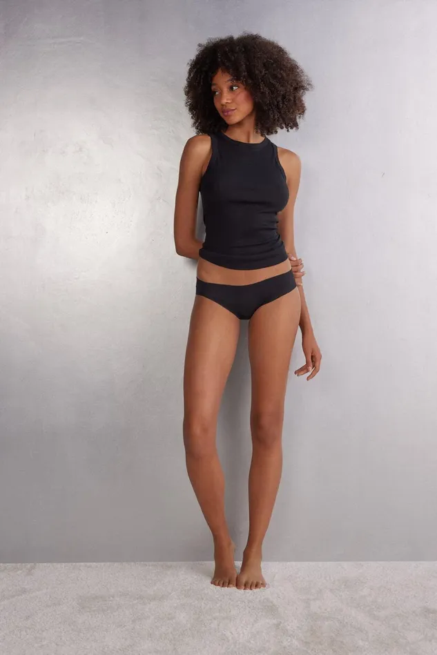Intimissimi Bikini Panties Women Seamless Cotton Panties Black 019 8211 Black
