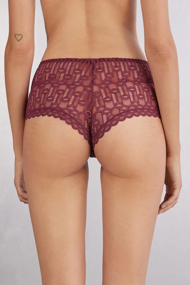Intimissimi Boyshorts and Hipsters Women Elegant Silhouette High Waist Hipster Brazilian Burgundy 653j 8211 Folk Red