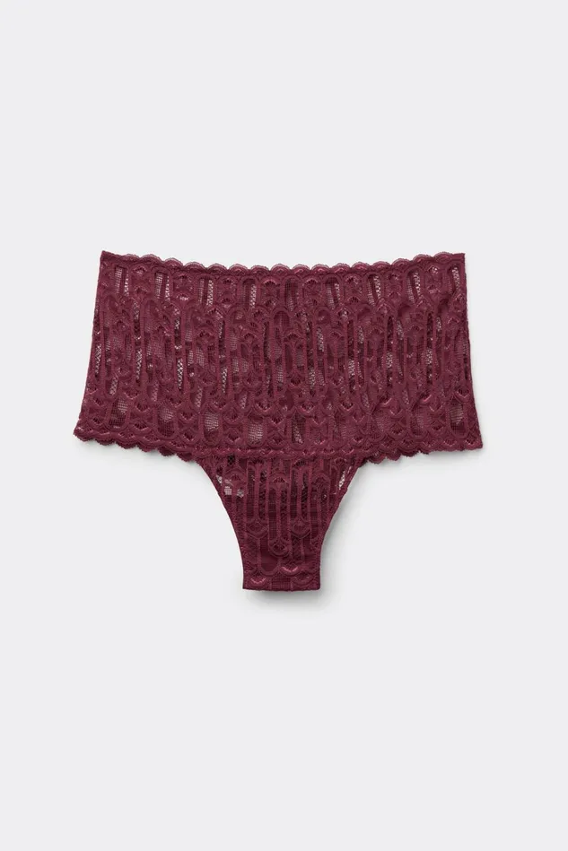 Intimissimi Boyshorts and Hipsters Women Elegant Silhouette High Waist Hipster Brazilian Burgundy 653j 8211 Folk Red
