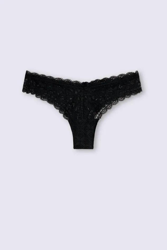 Intimissimi Brazilian Cut Women 80sStyle Lace Brazilian Black 019 8211 Black