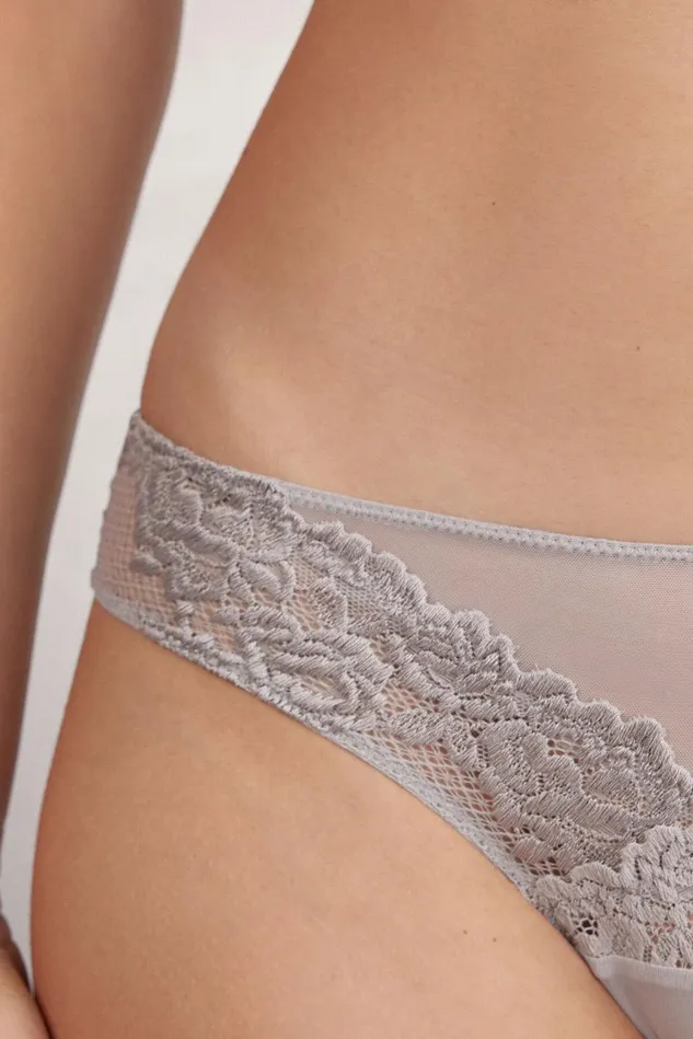Intimissimi Brazilian Cut Women Pretty Flowers Brazilian Pale Grey 347j 8211 Ice Grey