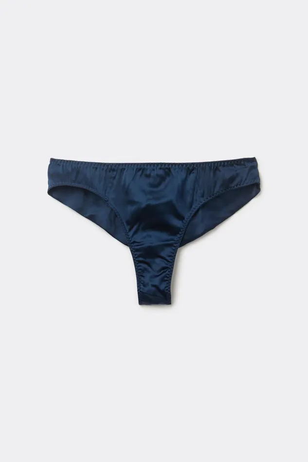 Intimissimi Brazilian Cut Women Silk Cheeky Briefs Blue 1467 8211 Intense Blue