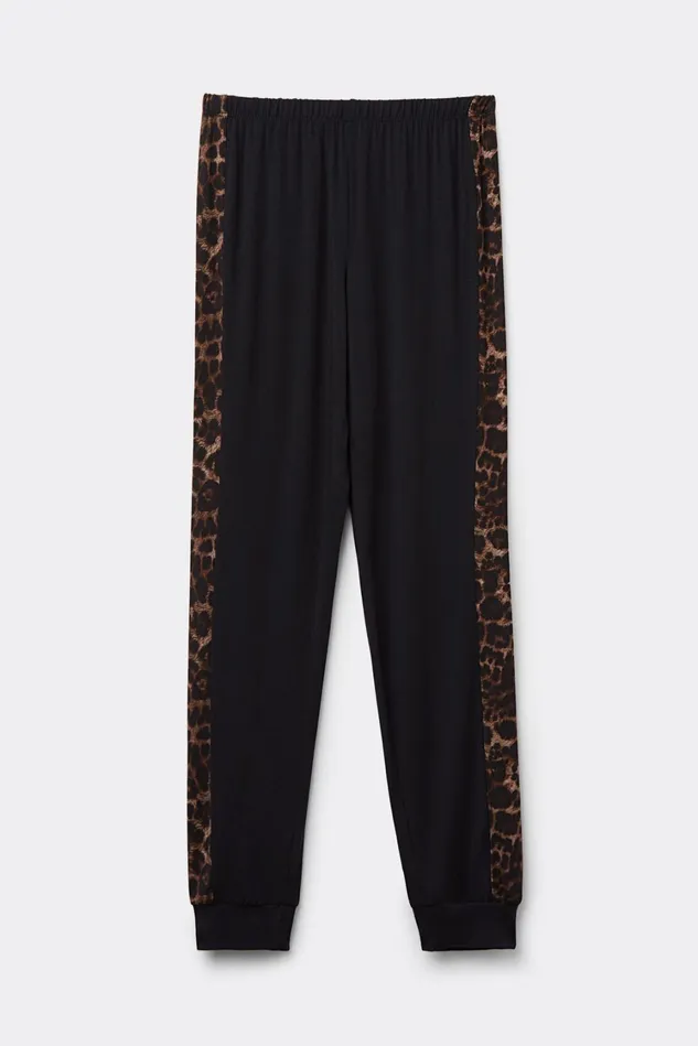 Intimissimi Long Pajamas Women Luxurious Leopard Cuffed Modal Pants Black 774j 8211 Stampa Luxurious Leopardnero