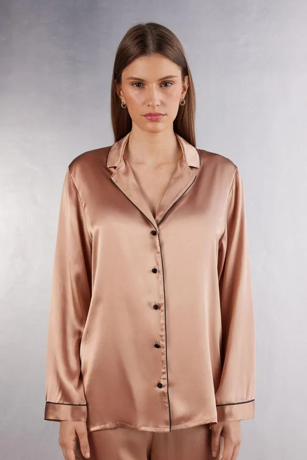 Intimissimi Long Pajamas Women MannishCut Jacket In Silk Satin Natural 163i 8211 Satin Pink Intimissimi Long Pajamas Women MannishCut Jacket In Silk Satin Natural 163i 8211 Satin Pink